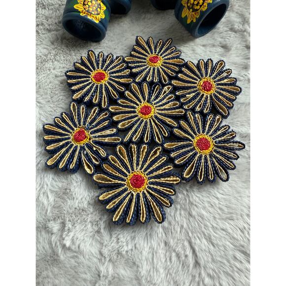 Handmade Sunflower Napkin Rings Daisy Placemat Set Cottagecore Farmhouse - Picture 2 of 7